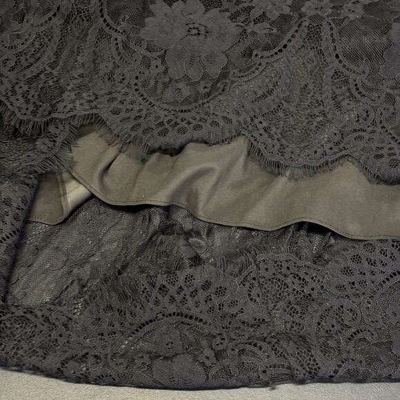 Parker Black lace cocktail dress 2  gothic witchy goblincore midi sheer illusion - Picture 15 of 15